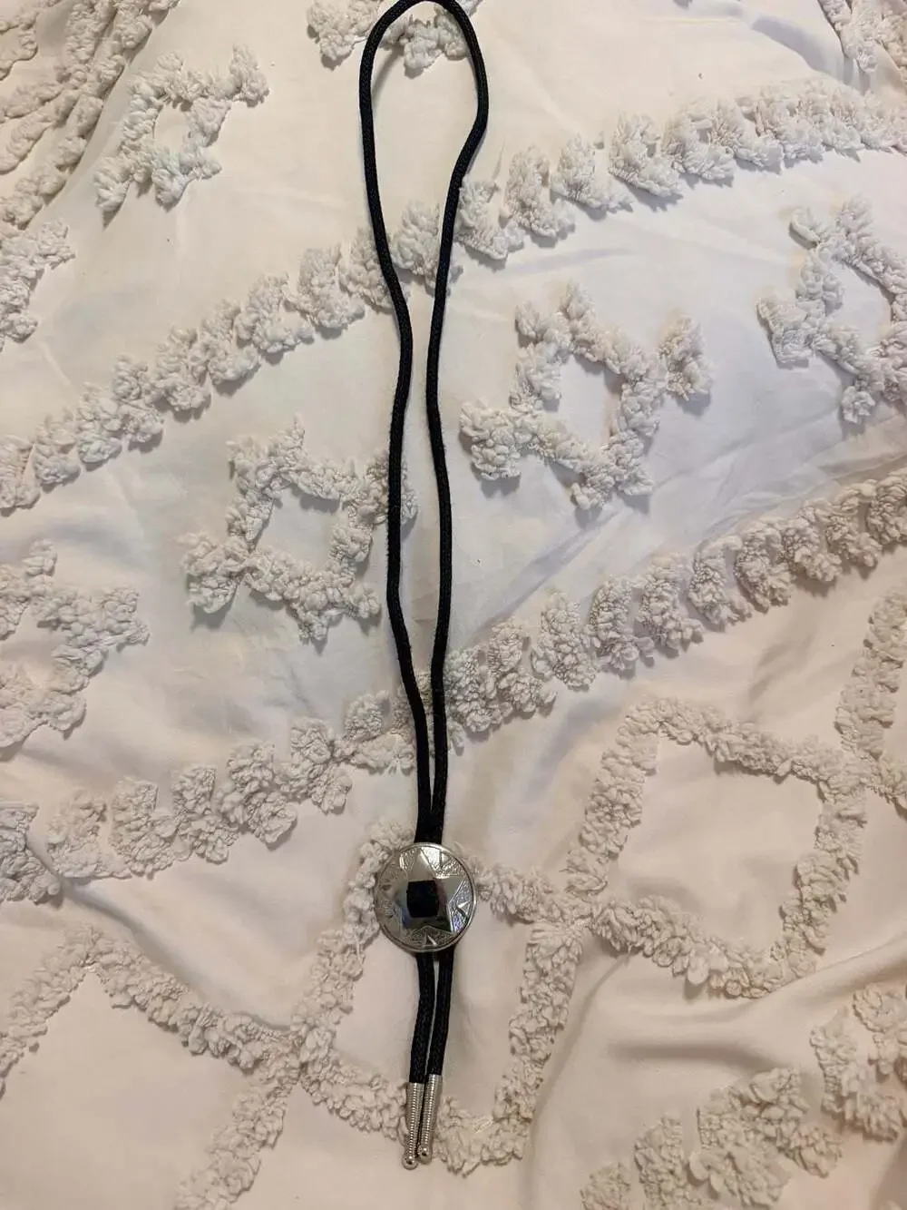 Western Texas Star Bolo Tie with Black Cord and Silver-Tone Tips